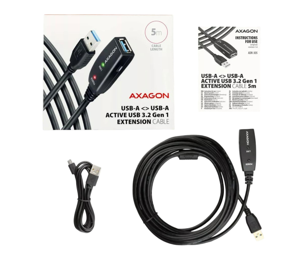 Axagon ADR-305, USB 3.2 Gen 1 A-M - A-F, repeater kabel, 5m - 1353400 - zdjęcie 2